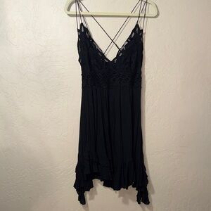FP One Adella black lace dress strappy back size M/L